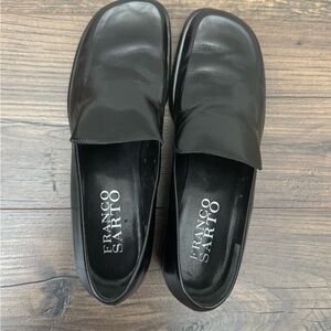 Franco Sarto Black Leather Slip-On Loafers